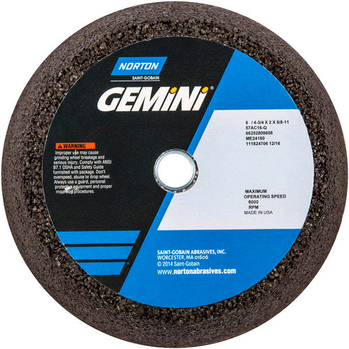 ‎6″ / 4-3/4″ × 2″ × 5/8″-11-Gemini Snagging Wheel Type 11-Flaring Cup 16 Grit Aluminum Oxide - Eagle Tool & Supply