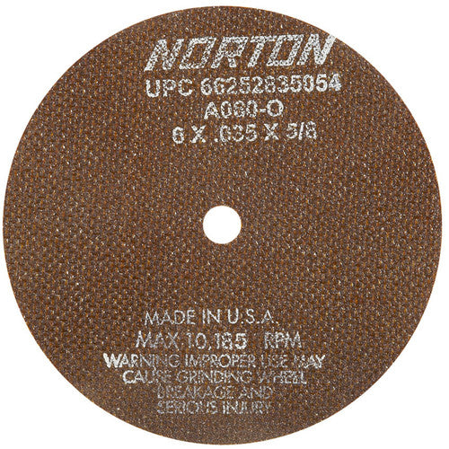 6″ × 0.035″ × 5/8″ Toolroom Cut-Off Wheel Type 01 Straight 60 Grit Aluminum Oxide - Eagle Tool & Supply