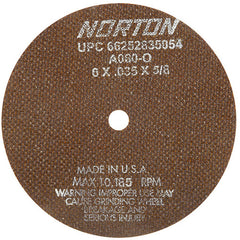 6″ × 0.035″ × 5/8″ Toolroom Cut-Off Wheel Type 01 Straight 60 Grit Aluminum Oxide - Eagle Tool & Supply