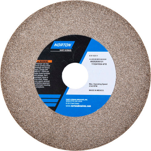 6″ × 1/2″ × 1″ Gemini Alundum Bench & Pedestal Wheel Type 01 Straight 60 Grit - Eagle Tool & Supply