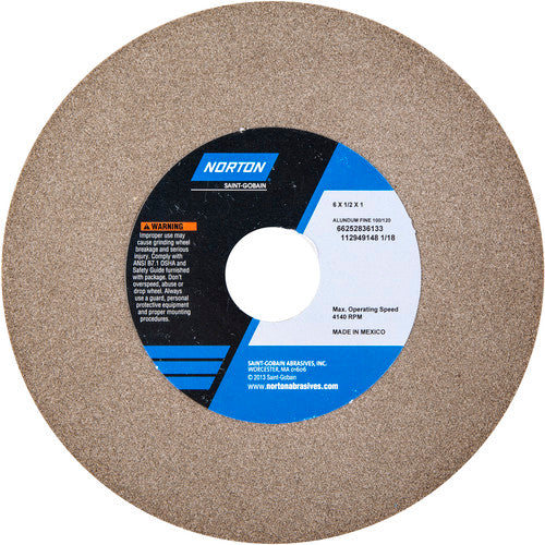 6″ × 1/2″ × 1″ Gemini Alundum Bench & Pedestal Wheel Type 01 Straight 100 Grit - Eagle Tool & Supply