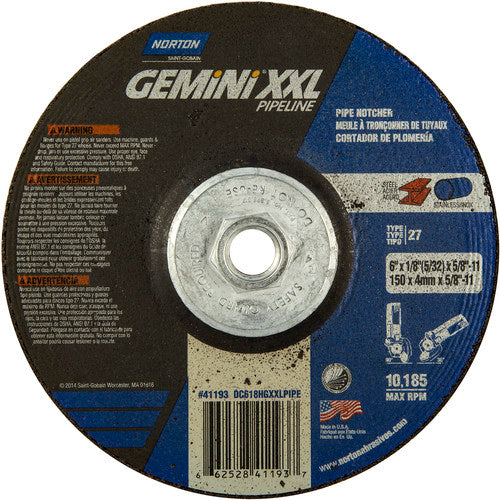 6″ × 5/32″ × 5/8″ Gemini Non-Woven Depressed Center Wheel Type 27 - Eagle Tool & Supply
