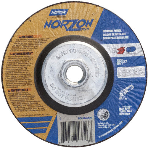 ‎6″ × 1/8″ × 5/8″-11 NorZon Plus Non-Woven Depressed Center Wheel Type 27 24 Grit - Eagle Tool & Supply