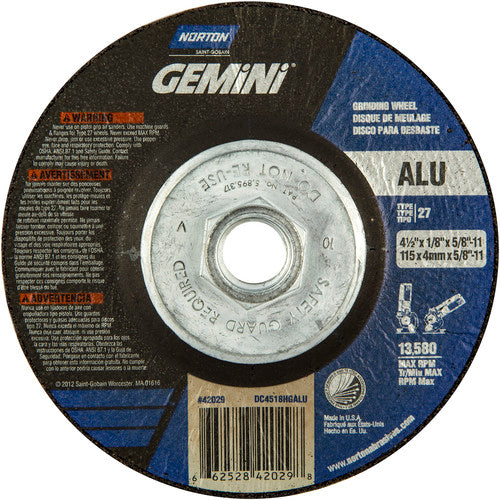 ‎4-1/2″ × 1/8″ × 5/8″-11 Gemini Non-Woven Depressed Center Wheel Type 27 46 Grit - Eagle Tool & Supply
