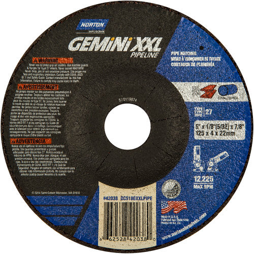 5″ × 5/32″ × 7/8″ Gemini Non-Woven Depressed Center Wheel Type 27 30 Grit Aluminum Oxide - Eagle Tool & Supply