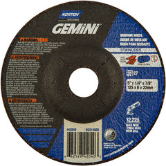 5 × 1/4 × 7/8″ Gemini INOX/SS Grinding Wheel A 24 Q BDA Type 27 - Eagle Tool & Supply