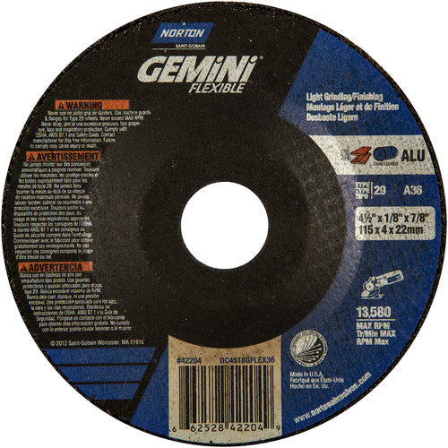 ‎4-1/2″ × 1/8″ × 7/8 ″ Gemini Non-Woven Depressed Center Wheel Type 29 36 Grit - Eagle Tool & Supply