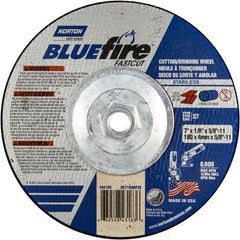 7″ × 1/8″ × 5/8″ BlueFire Non-Woven Depressed Center Wheel Type 27 Zirconia Alumina / Aluminum Oxide - Eagle Tool & Supply