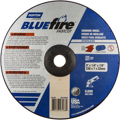 9″ × 1/4″ × 7/8″ BlueFire Non-Woven Depressed Center Wheel Type 27 Zirconia Alumina / Aluminum Oxide - Eagle Tool & Supply