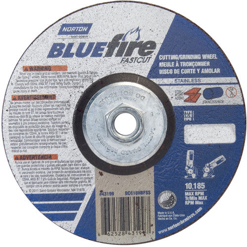 ‎6 × 1/8 × 5/8 - 11″ BlueFire INOX/SS Fast Cut Grinding Wheel ZA 30 U Type 27 - Eagle Tool & Supply