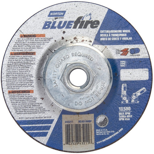 ‎4-1/2 × 1/8 × 5/8 - 11″ BlueFire Grinding Wheel ZA 30 U Type 27 - Eagle Tool & Supply