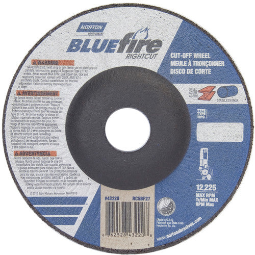 5 × 1/16 × 7/8″ BlueFire RightCut Cutting Wheel A 36 Q Type 27/42 - Eagle Tool & Supply