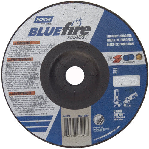 7″ × 1/4″ × 7/8″ BlueFire Non-Woven Depressed Center Wheel Type 27 Zirconia Alumina / Aluminum Oxide - Eagle Tool & Supply