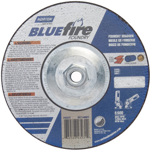 7″ × 1/4″ × 5/8″ BlueFire Non-Woven Depressed Center Wheel Type 27 Zirconia Alumina / Aluminum Oxide - Eagle Tool & Supply