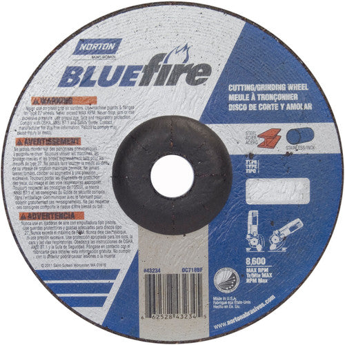 7 × 1/8 × 7/8″ BlueFire Grinding Wheel ZA 30 U Type 27 - Eagle Tool & Supply