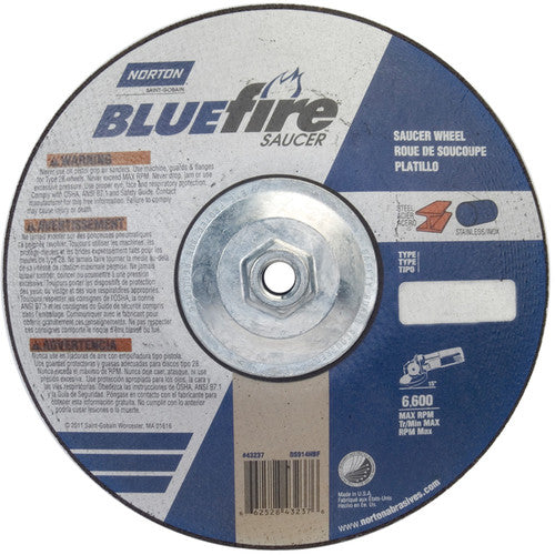 9″ × 1/4″ × 5/8″ BlueFire Non-Woven Depressed Center Wheel Type 28 Saucer - Eagle Tool & Supply