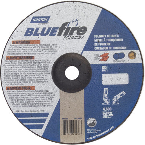 9″ × 1/8″ × 7/8″ BlueFire Non-Woven Depressed Center Wheel Type 27 Zirconia Alumina / Aluminum Oxide - Eagle Tool & Supply