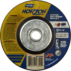 ‎4-1/2″ × 1/8″ × 5/8″-11 NorZon Plus Non-Woven Depressed Center Wheel Type 27 - Eagle Tool & Supply
