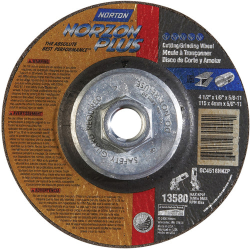 ‎4-1/2″ × 1/8″ × 5/8″ NorZon Plus Non-Woven Depressed Center Wheel Type 27 - Eagle Tool & Supply
