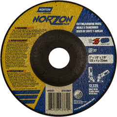 5″ × 1/8″ × 7/8″ NorZon Plus Non-Woven Depressed Center Wheel Type 27 Ceramic Alumina / Zirconia Alumina - Eagle Tool & Supply