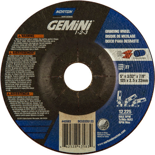 5″ × 20.0″ × 22.23 ″ Gemini Non-Woven Depressed Center Wheel Type 27 46 Grit - Eagle Tool & Supply
