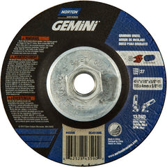‎4-1/2 × 1/8 × 5/8 - 11″ Gemini Long Life Grinding Wheel A 24 Q BDA Type 27 - Eagle Tool & Supply