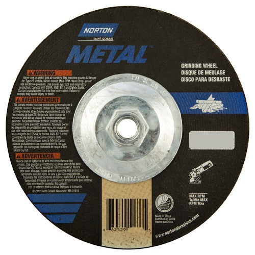 7″ × 1/4″ × 5/8″ Norton Metal Non-Woven Depressed Center Wheel Type 27 - Eagle Tool & Supply