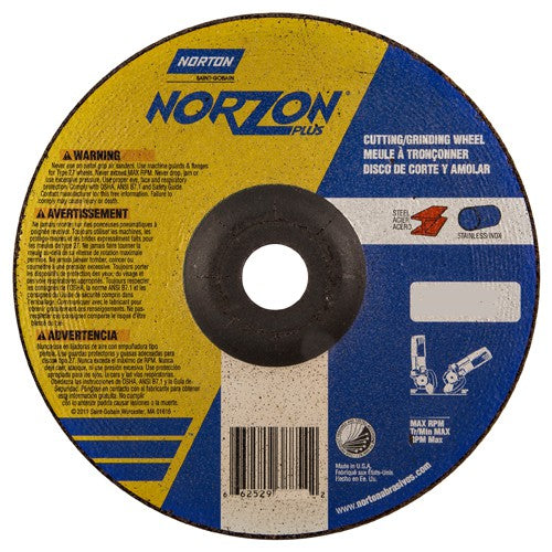 7″ × 1/8″ × 7/8″ NorZon Plus Non-Woven Depressed Center Wheel Type 27 - Eagle Tool & Supply