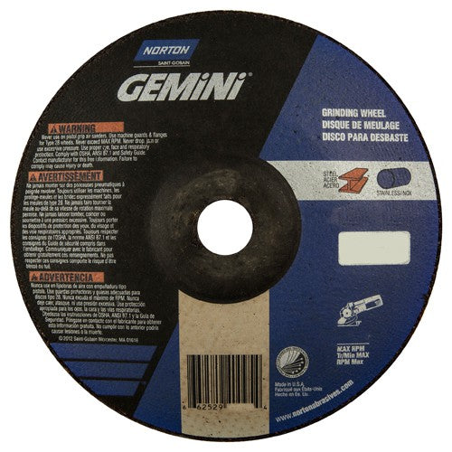7″ × 1/4″ × 7/8″ Gemini Non-Woven Depressed Center Wheel Type 28 Saucer Aluminum Oxide - Eagle Tool & Supply