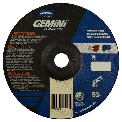 7 × 1/4 × 7/8″ Gemini Long Life Grinding Wheel A 24 R Type 27 - Eagle Tool & Supply