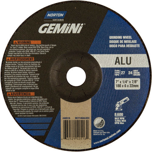 7″ × 1/4″ × 7/8″ Gemini Non-Woven Depressed Center Wheel Type 27 24 Grit Aluminum Oxide - Eagle Tool & Supply