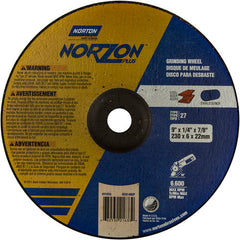 9″ × 1/4″ × 7/8″ NorZon Plus Non-Woven Depressed Center Wheel Type 27 - Eagle Tool & Supply