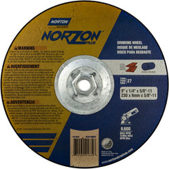 9″ × 1/4″ × 5/8″ NorZon Plus Non-Woven Depressed Center Wheel Type 27 - Eagle Tool & Supply