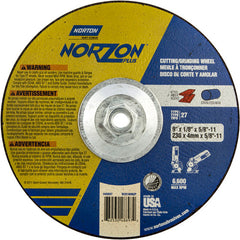 9″ × 1/8″ × 5/8″ NorZon Plus Non-Woven Depressed Center Wheel Type 27 - Eagle Tool & Supply