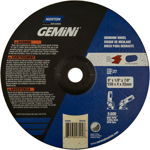 9″ × 1/8″ × 7/8″ Gemini Non-Woven Depressed Center Wheel Type 27 24 Grit Aluminum Oxide - Eagle Tool & Supply