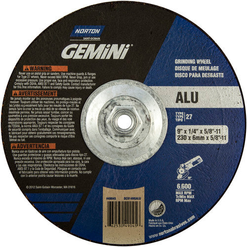 ‎9″ × 1/4″ × 5/8″-11 Gemini Non-Woven Depressed Center Wheel Type 27 24 Grit - Eagle Tool & Supply