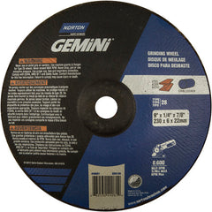 9″ × 1/4″ × 7/8″ Gemini Non-Woven Depressed Center Wheel Type 28 Saucer Aluminum Oxide - Eagle Tool & Supply