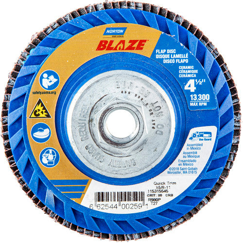 ‎4-1/2″ × 1/4″ × 5/8″ SG Blaze R980P Flap Disc Type 27 Flat 80 Grit - Eagle Tool & Supply