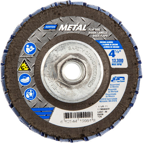 ‎4-1/2 × 5/8 - 11″ Metal Fiberglass Conical Flap Disc Type 29 P36 Grit R828 Zirconia Alumina - Eagle Tool & Supply