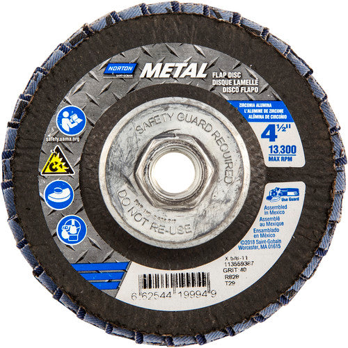 ‎4-1/2 × 5/8 - 11″ Metal Fiberglass Conical Flap Disc Type 29 P40 Grit R828 Zirconia Alumina - Eagle Tool & Supply