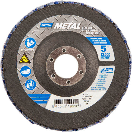 5″ × 1/4″ × 7/8″ Metal Flap Disc Type 29 Conical 36 Grit Zirconia Alumina - Eagle Tool & Supply