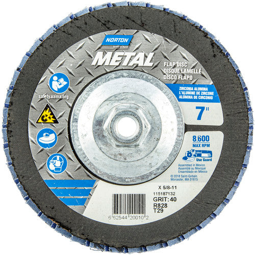 ‎7 × 5/8 - 11″ Metal Fiberglass Conical Flap Disc Type 29 P40 Grit R828 Zirconia Alumina - Eagle Tool & Supply