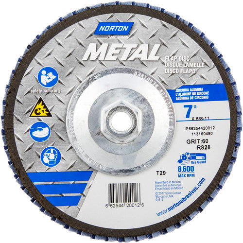 ‎7 × 5/8 - 11″ Metal Fiberglass Conical Flap Disc Type 29 P60 Grit R828 Zirconia Alumina - Eagle Tool & Supply