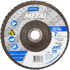 7″ × 1/4″ × 7/8″ Metal Flap Disc Type 27 Flat 80 Grit Zirconia Alumina - Eagle Tool & Supply