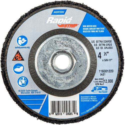 ‎4-1/2 × 5/8 - 11″ Bear-Tex Rapid Strip Non-Woven Depressed Center Disc Silicon Carbide Extra Coarse Grit Type 27 - Eagle Tool & Supply