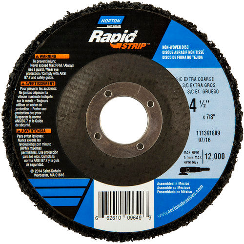 ‎4-1/2 × 7/8″ Bear-Tex Rapid Strip Non-Woven Depressed Center Disc Silicon Carbide Extra Coarse Grit Type 27 - Eagle Tool & Supply