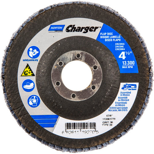 ‎4-1/2″ × 1/4″ × 7/8″ Charger R822 Flap Disc Type 29 Conical 36 Grit - Eagle Tool & Supply