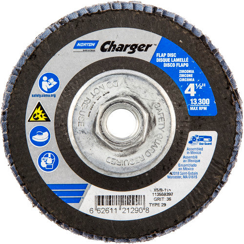 ‎4-1/2″ × 1/4″ × 5/8″ Charger R822 Flap Disc Type 29 Conical 36 Grit - Eagle Tool & Supply