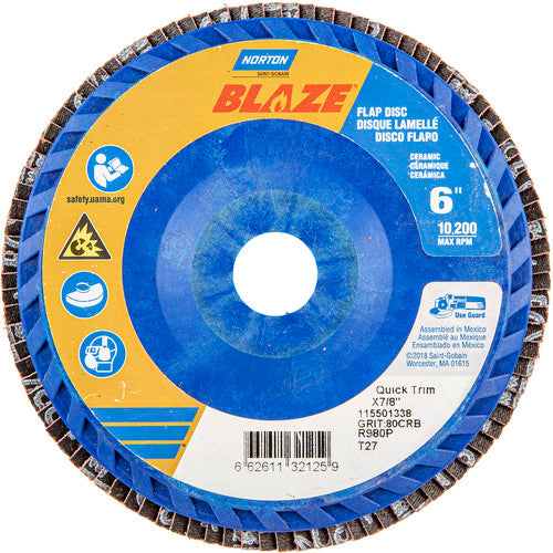 6″ × 7/8″ 40 Grit Type 27 Blaze Flap Disc - Eagle Tool & Supply