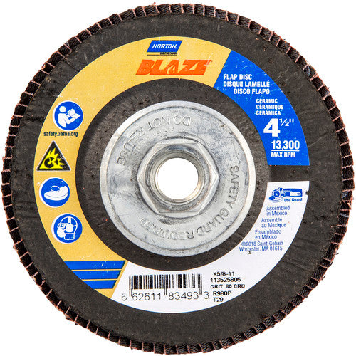 ‎4-1/2″ × 1/4″ × 5/8″ SG Blaze R980P Flap Disc Type 29 Conical 80 Grit - Eagle Tool & Supply